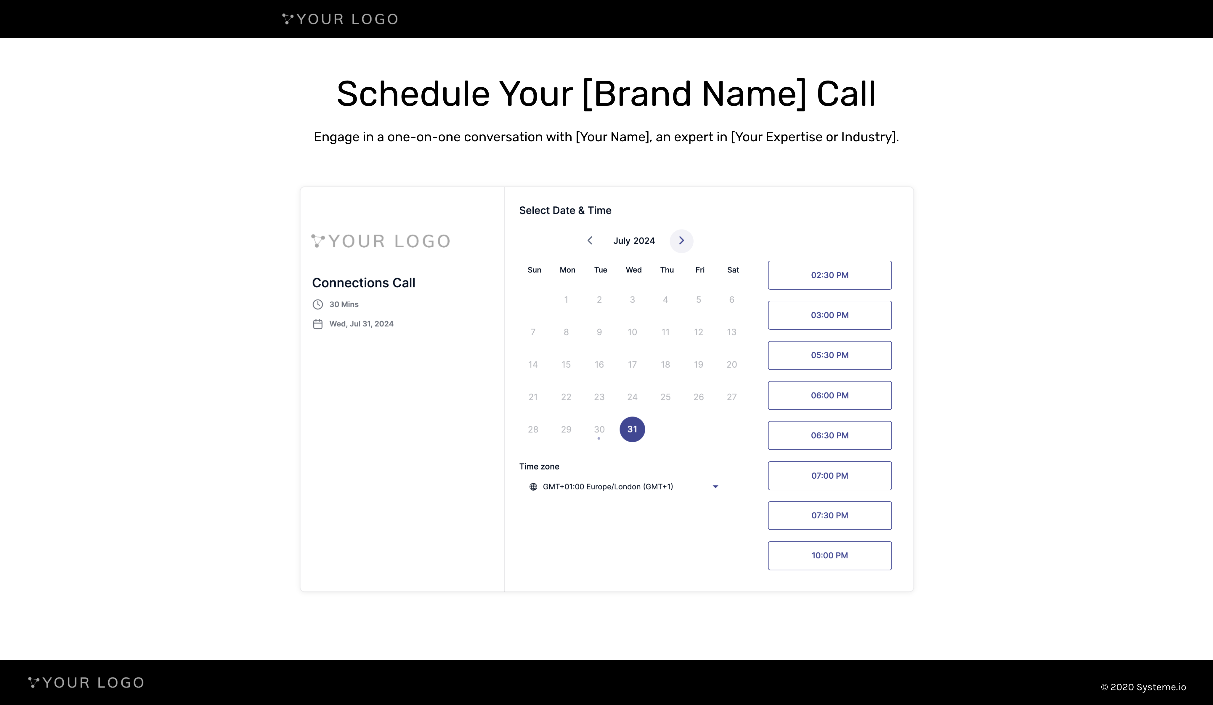 3. Appointment Booking Funnel - Call Booking Page