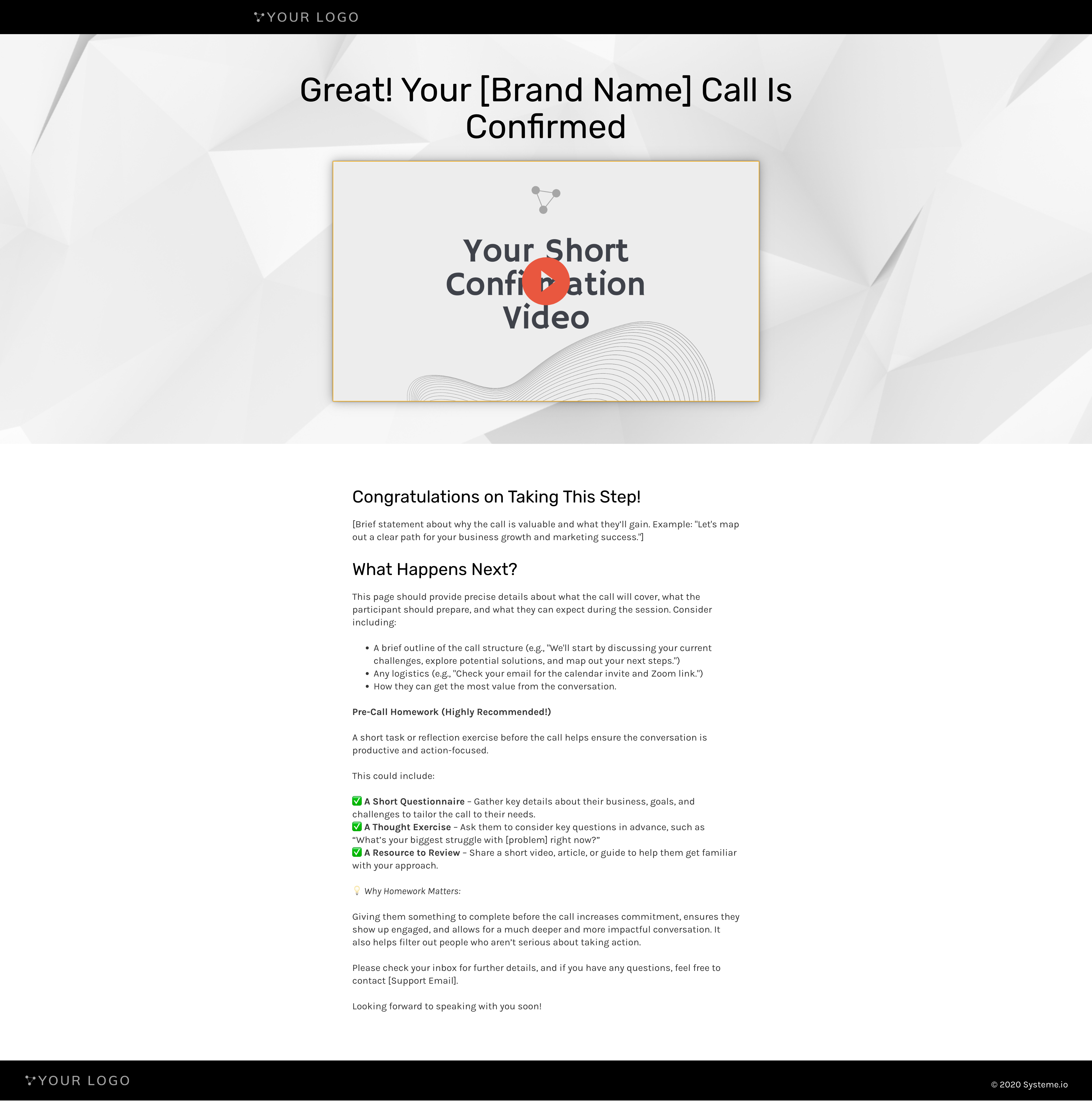 4. Appointment Booking Funnel - Call Booking Confirmation Page
